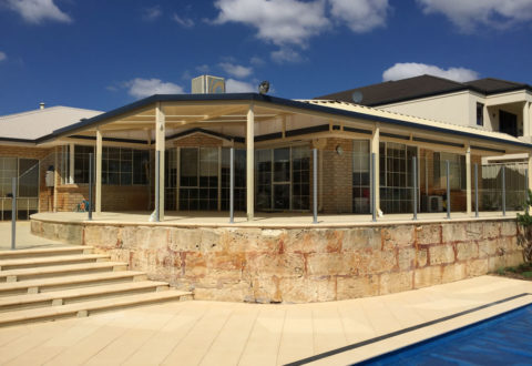 Curved semi-frameless glass pool fencing, Perth