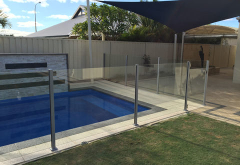 Semi-frameless glass pool fencing with square posts, Perth